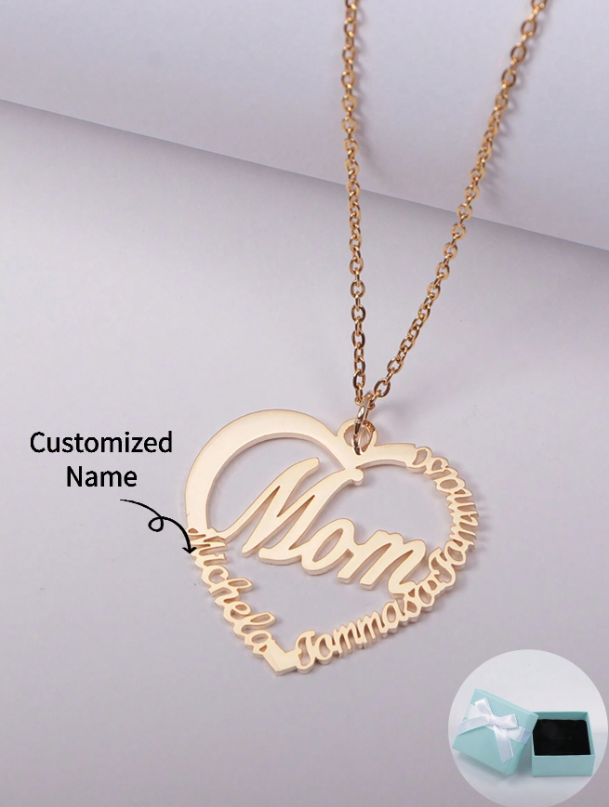 Heart Mom Custom Name Chain