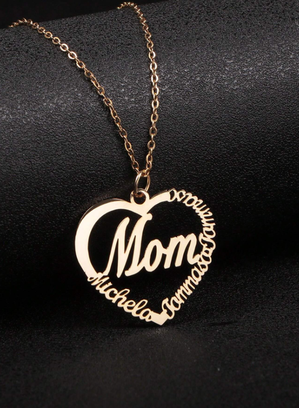Heart Mom Custom Name Chain